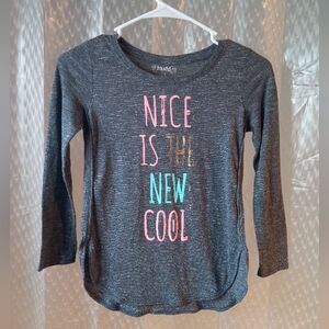 Mudd Girl's Size 7-8 Grey & Multi-Colored "Nice Is The New Cool" Graphic Shirt